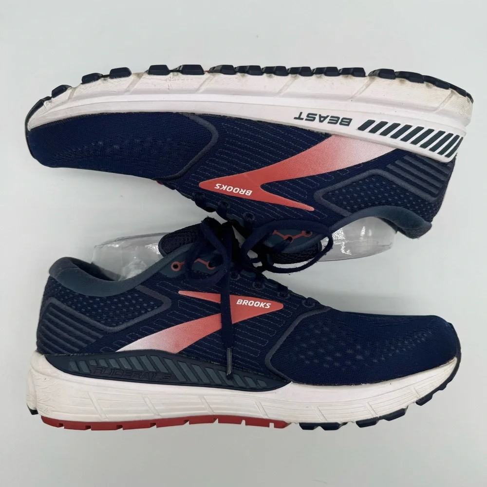 Brooks Beast 20 Navy Blue/Red Athletic Sneaker Size 10 - Picture 7 of 12